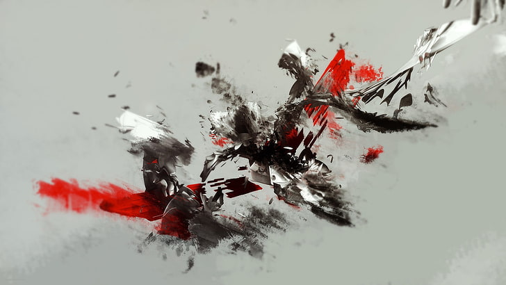 red and black flower arrangement, digital art, simple background
