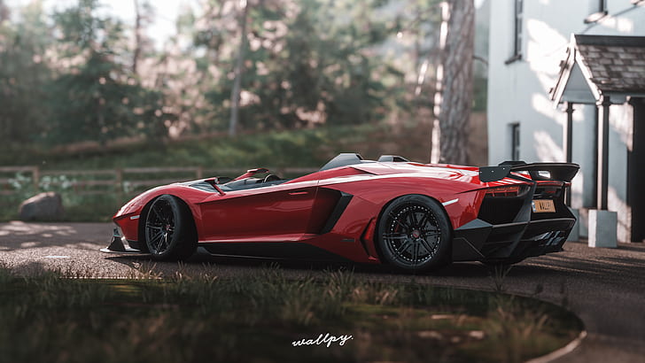 Lamborghini, Microsoft, 2018, Aventador J, game art, Forza Horizon 4, HD wallpaper