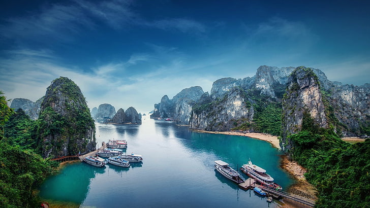 Photography, Hạ Long Bay, Boat, Earth, Ha Long Bay, Mountain, HD wallpaper