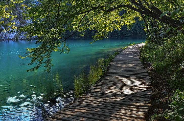 Croatia, river, paradise, beautiful, nice, nature, magic, green, HD wallpaper