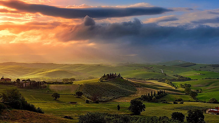 tuscany, landscape, podere belvedere, italy, rolling hills, HD wallpaper