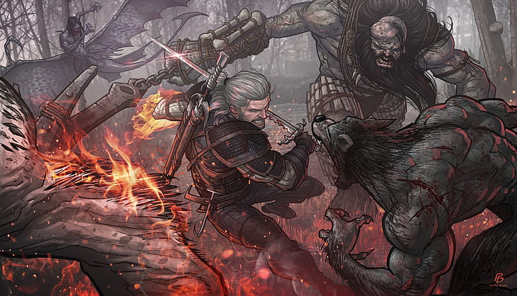 sword, Geralt, Patrick Brown, CD Projekt RED, PatrickBrown