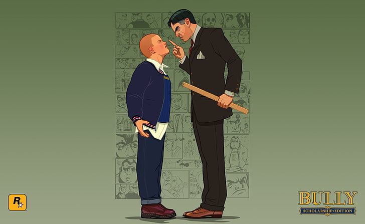 Bully Scholarship Edition Jimmy vs Crabblesnitch, two man standing each other clip art, HD wallpaper