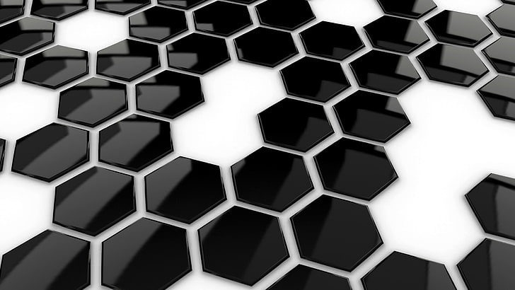 Hd Wallpaper Black And White Abstract Point Shape Surface Hexagon Flare - Black And White Abstract Wallpaper 4k