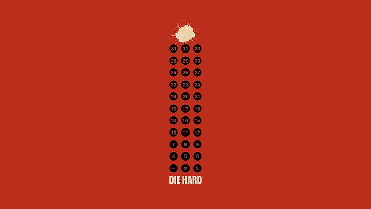 Die Hard, movies, artwork, minimalism, red, studio shot, colored background, HD wallpaper