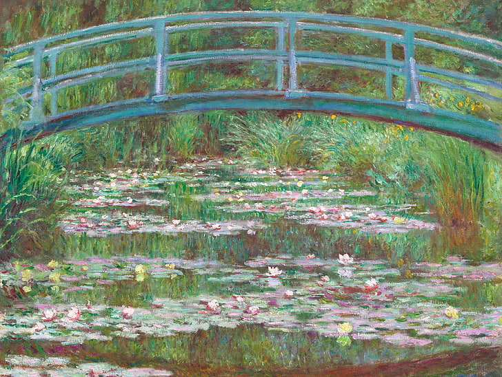 landscape, pond, Lily, picture, Claude Monet, Japanese Bridge