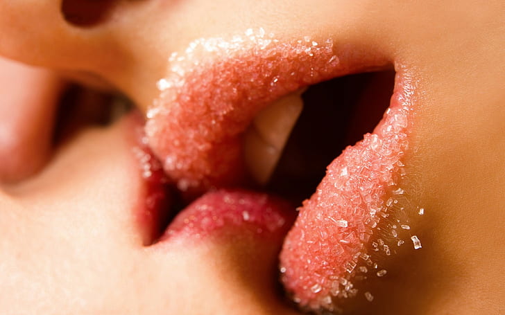women lips kissing sugar lesbian, human body part, human lips, HD wallpaper