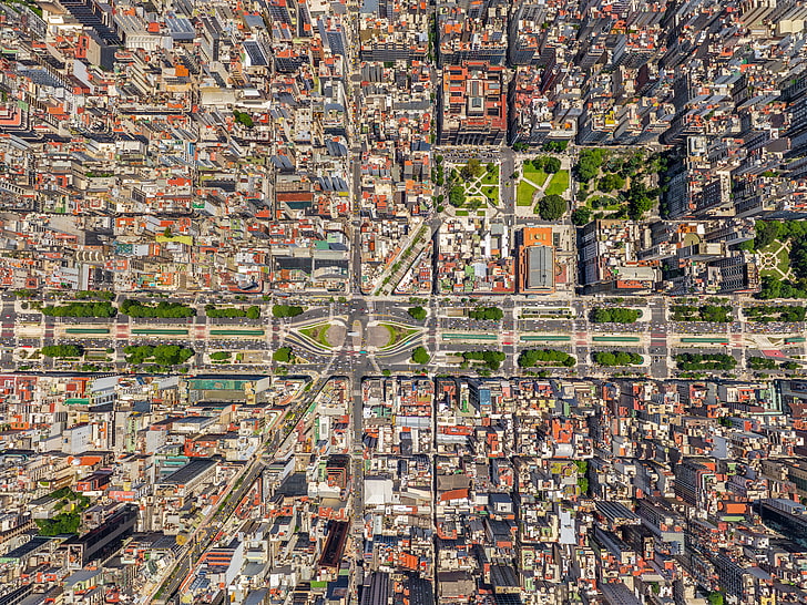 city, Buenos Aires, drone photo, top view, bird's eye view, HD wallpaper