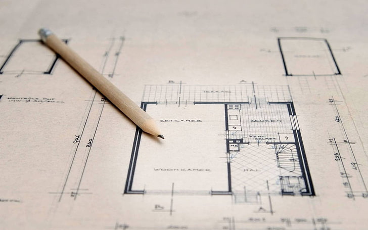 pencils, map, drawing, architectural drawing, planning, diagram, HD wallpaper