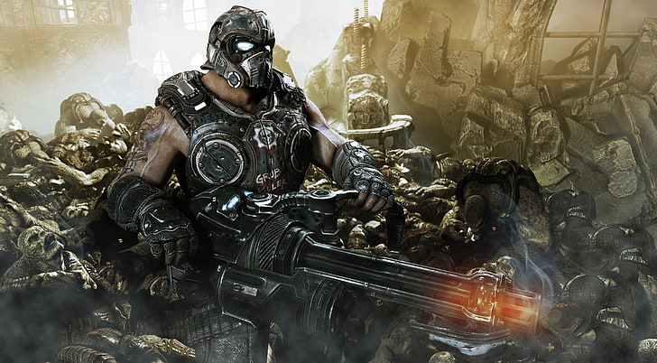 Gears Of War 3, armored man illustration, Games, clayton carmine, HD wallpaper