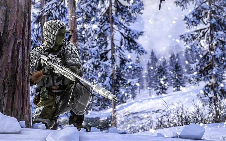game application digital wallpaper, Battlefield 4, soldier, winter