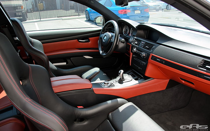 red and black car interior, vehicle, mode of transportation, motor vehicle, HD wallpaper
