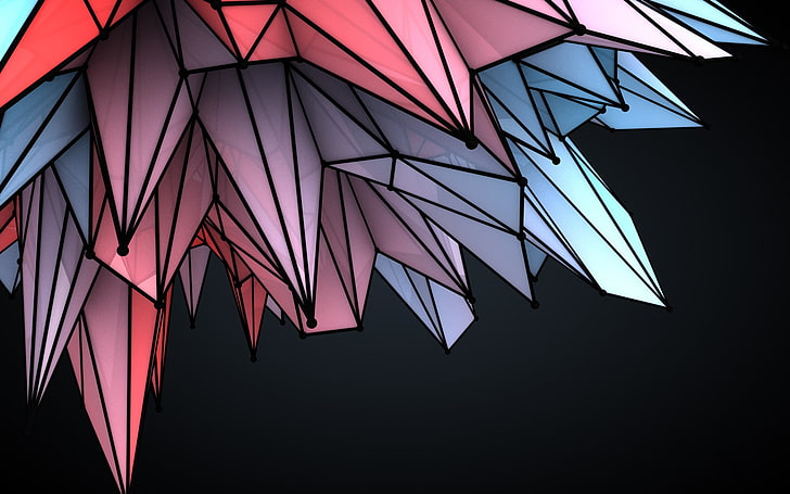 Lcosphere, black, pink, and blue shards digital wallpaper, Abstract, HD wallpaper