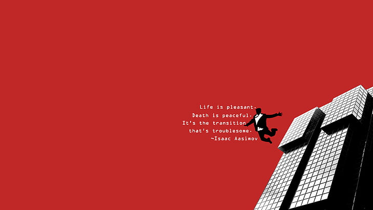 quote, red background, artwork, minimalism, death, simple background, HD wallpaper