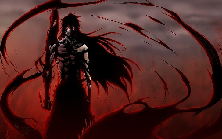 Anime, Bleach, Ichego, Posture, Wind, Background, red, one person