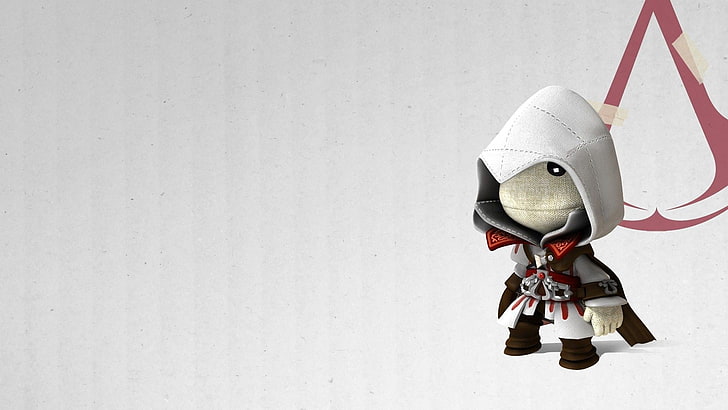 Assassin's Creed plush toy, Little Big Planet, Sackboy, copy space, HD wallpaper