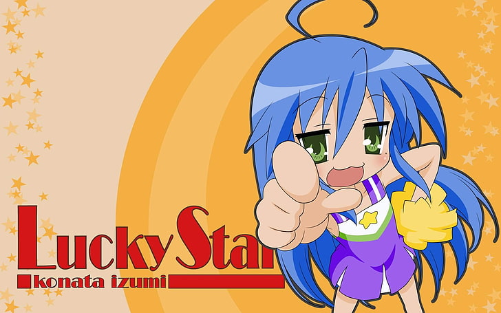 anime girls, Lucky Star, Izumi Konata, blue hair, communication, HD wallpaper