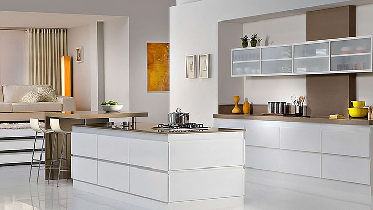 HD wallpaper: design, idea, kitchen, modern, white, home, domestic room,  domestic kitchen | Wallpaper Flare