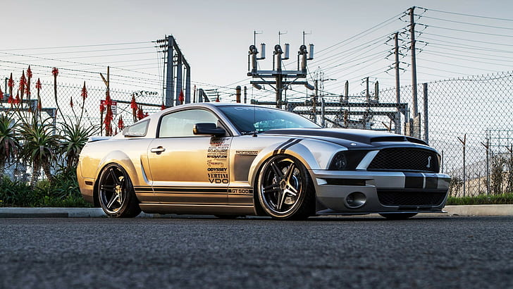 Ford Mustang Shelby GT500 Cobra HD, silver coupe, cars, HD wallpaper