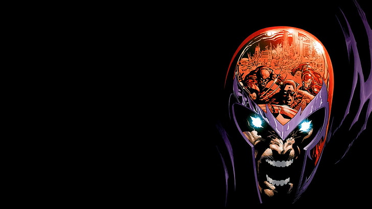 Marvel Magneto illustration, comics, X-Men, copy space, black background