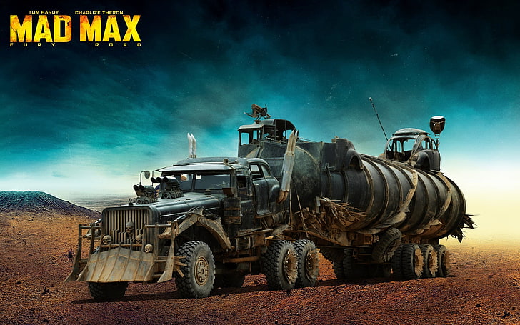 Mad Max movie poster, desert, truck, skull, postapokalipsis, Mad Max: Fury Road, HD wallpaper