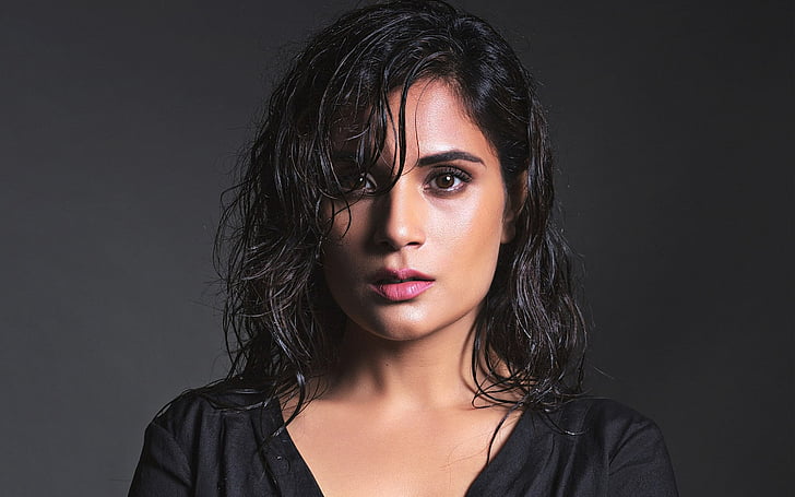 portrait photo of woman wearing black top, Richa Chadda, Actress, HD wallpaper