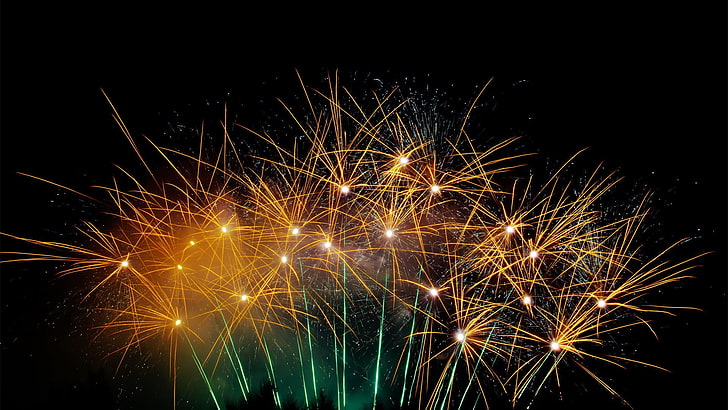 explosion, night, fireworks, photography, illuminated, celebration, HD wallpaper