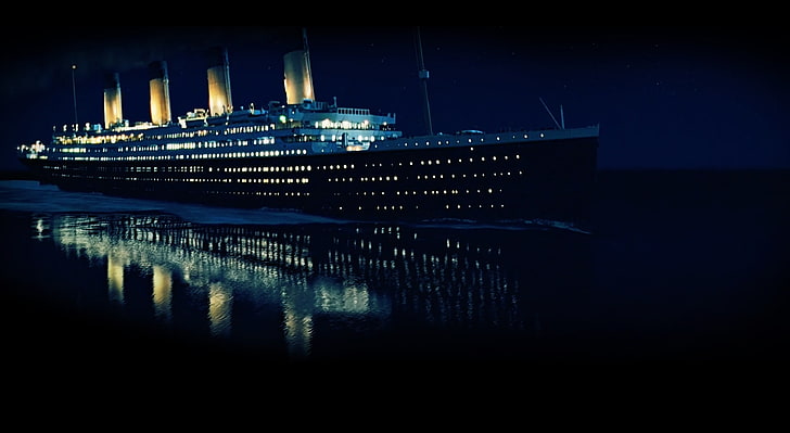 Titanic 3D, cruise ship, Movies, Other Movies, 2012, night, water, HD wallpaper