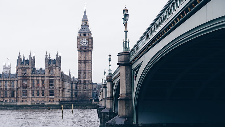Big Ben, nature, water, England, London, bridge, Westminster