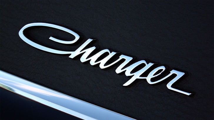 muscle cars, old car, Dodge Charger, logo, text, communication