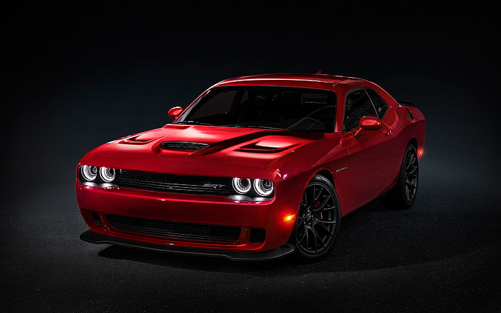 Dodge Challenger SRT Hellcat 2015, red, car, motor vehicle, mode of transportation, HD wallpaper