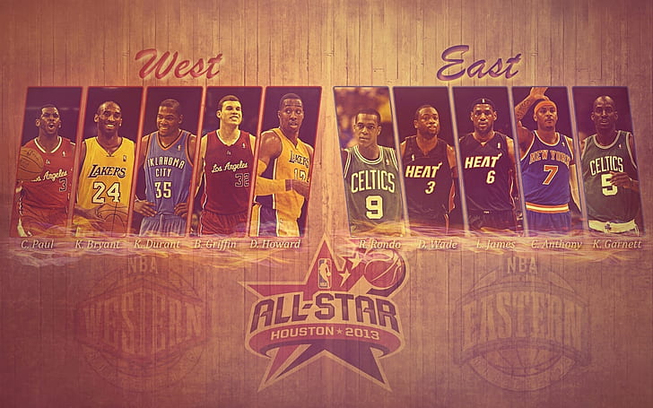 NBA All Star, west and east all star houston poster, Chris Paul, HD wallpaper