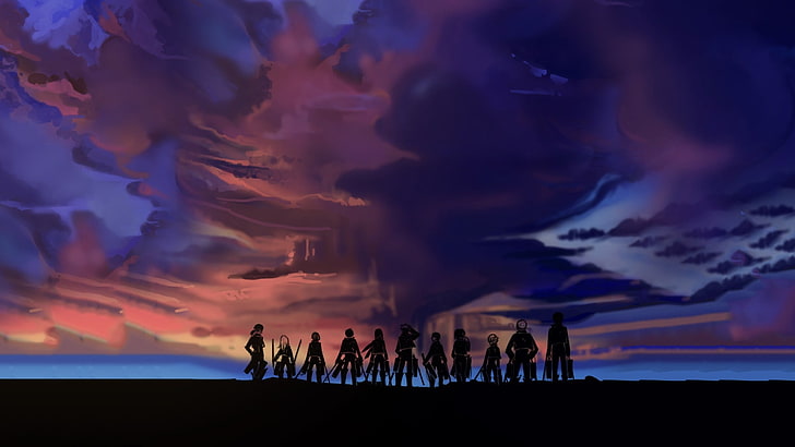 silhouette of character wallpaper, Shingeki no Kyojin, anime