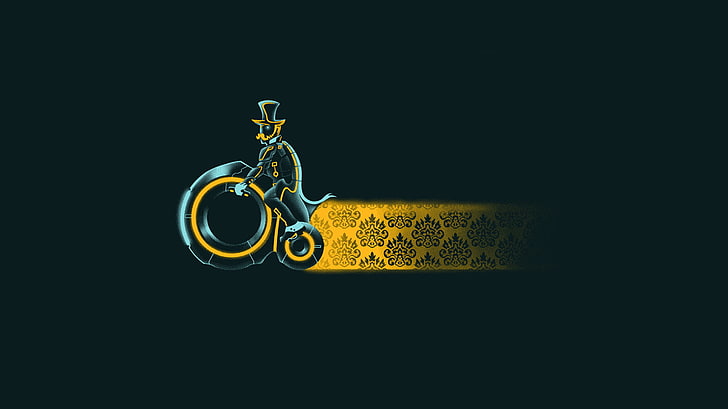 man riding bicycle illustration, abstract, humor, Light Cycle, HD wallpaper