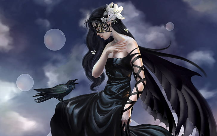 HD wallpaper: Fantasy Girl Raven, black haired gril anime character |  Wallpaper Flare