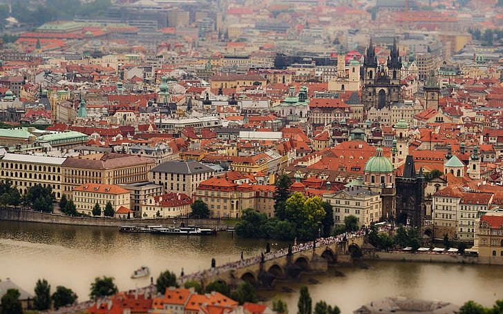 Prague, Czech Republic, Charles Bridge, Vltava River, buildings