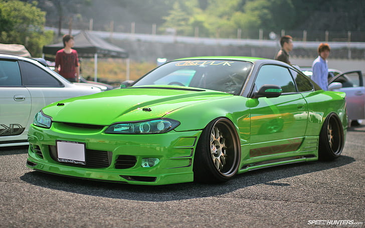Nissan Silvia HD, green sports car, cars