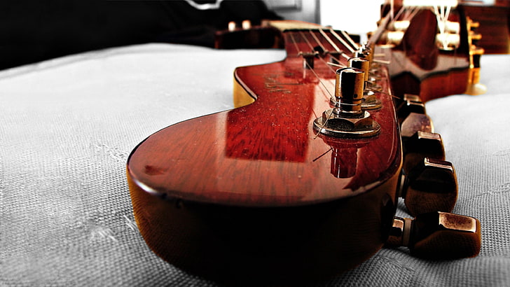 brown wooden guitar headstock, Fender, musical instrument, string instrument, HD wallpaper