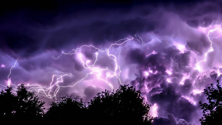 lightning, sky, thunder, purple, cloud, thunderstorm, phenomenon