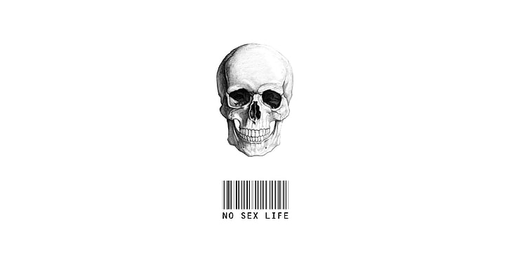 HD wallpaper: white skull with no sex life text overlay, black ...