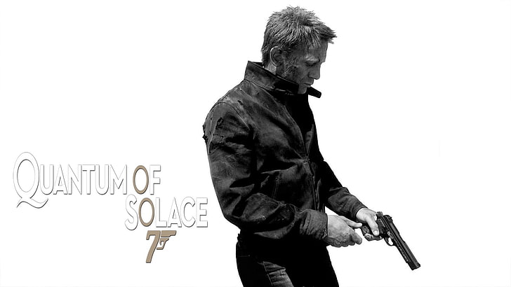 james bond 007 quantum of solace, one person, studio shot, text