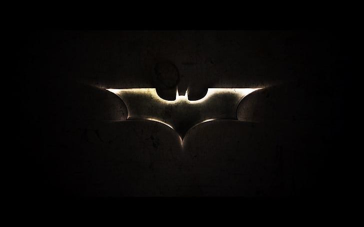 Batman logo, Batman Begins, dark, indoors, no people, close-up, HD wallpaper