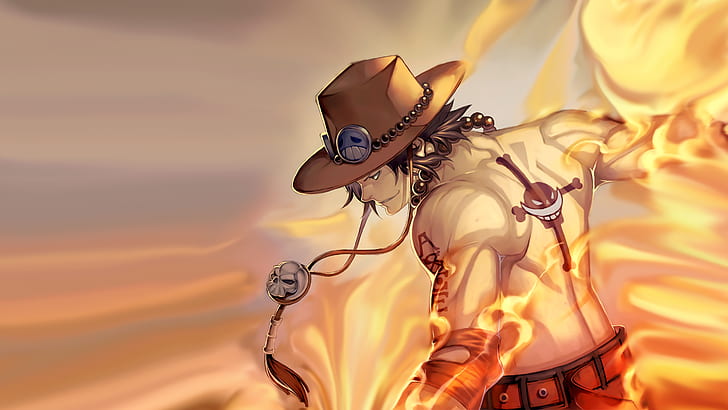 One Piece, fire, HD wallpaper