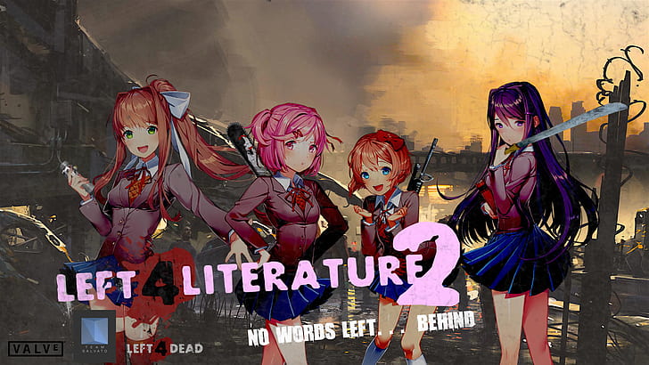 Doki Doki Literature Club, anime girls, visual novel, Monika (Doki Doki Literature Club), HD wallpaper