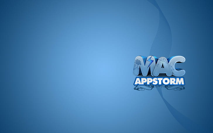 App storm, Apple, Mac, Inscription, Blue, studio shot, copy space, HD wallpaper