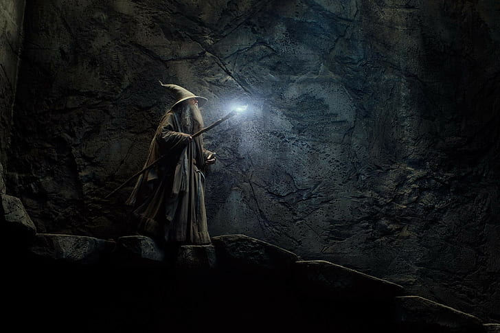 Gandalf, rocks, The Hobbit: The Desolation of Smaug