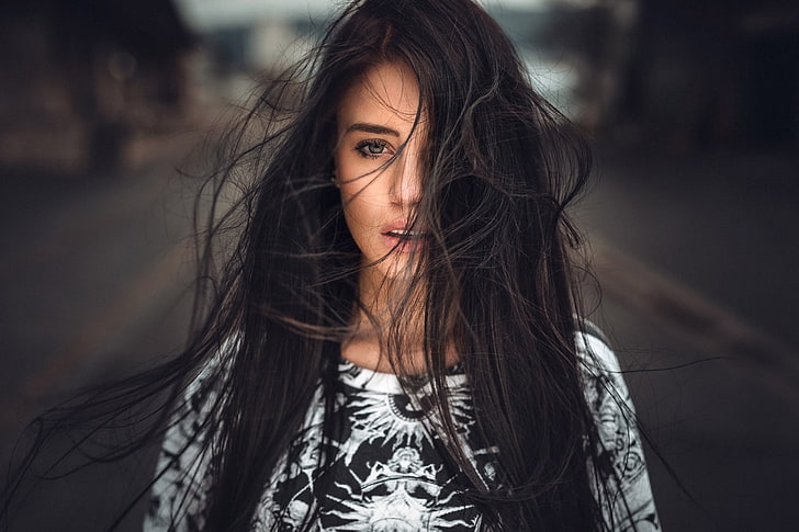 Julia Carina, portrait, face, women, long hair, hairstyle, one person