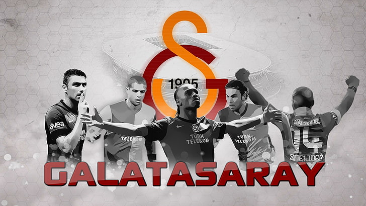Galatasaray S.K., soccer clubs, Didier Drogba, text, wall - building feature, HD wallpaper