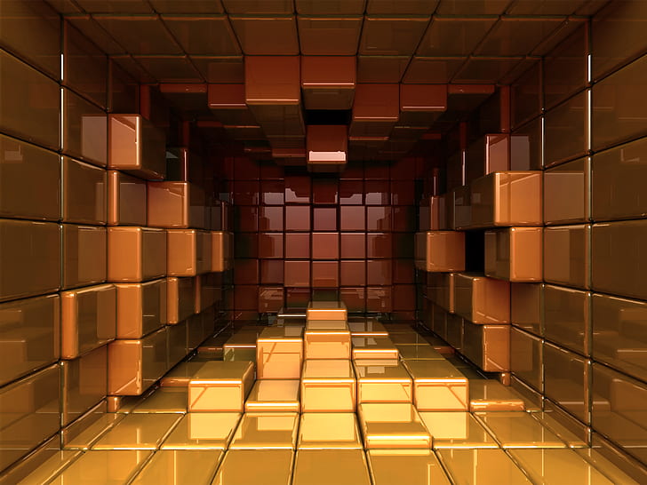 Cube room, 3d and abstract, HD wallpaper