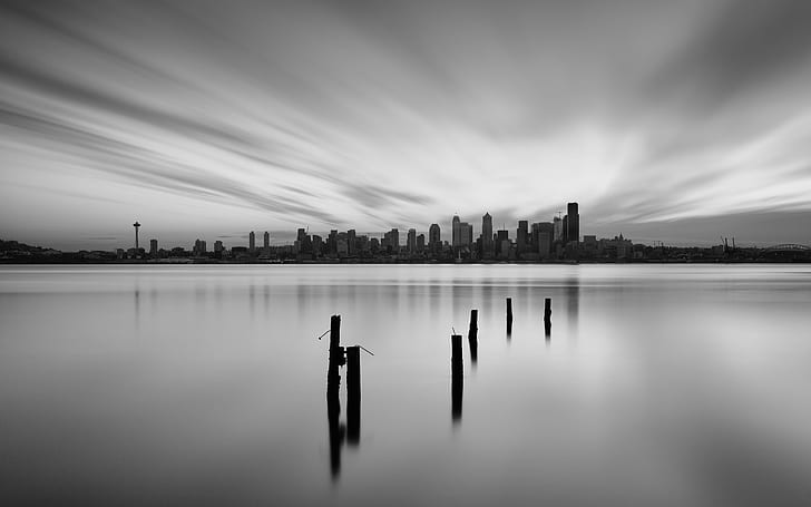 grayscale city escape photo of urban area, Black and White, long exposure